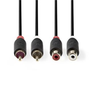 Stereo Audiokabel | 2x Cinch-Stecker - 2x Cinch-Buchse | 2,0 m | Anthrazit