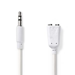 Stereo Audiokabel | 3,5-mm-Stecker - 2x 3,5-mm-Stecker | 0,2 m | Weiß