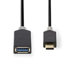 USB 3.0-Kabel | Stecker Typ C - A-Buchse | 0,15 m | Anthrazit