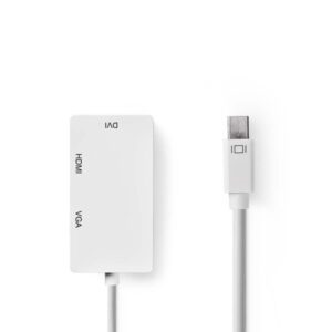 Mini-DisplayPort Mehrfachadapterkabel | Mini DisplayPort-Stecker - VGA-Buchse + DVI-D 24 + 1-polige Buchse + HDMI™-Buchse | 0,2 m | Weiß