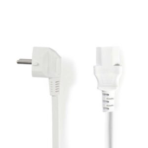 Netzkabel | Schuko-Stecker, angewinkelt - IEC-320-C13 | 10 m | Weiß