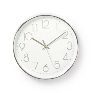 Kreisförmige Wanduhr | Durchmesser von 30 cm | Weiß und Silber