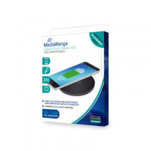 MediaRange Wireless Charger & Quick Charge MRMA111, Geeignet für Tablet-PC, Smartphone, Mobiltelefone Qi-Version: 1.1, micro-B USB, Rutschfeste Oberfläche, Schwarz