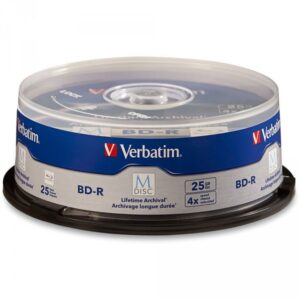 Verbatim M-DISC Blu-ray 135 min / 25 GB, 4x, White Blue Surface, Gelabeled, 25 Stück in Cakebox