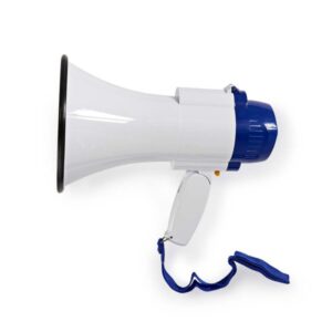 Megafon | 10 W | 250 m Reichweite | Eingebautes Mikrofon | Weiß/Blau