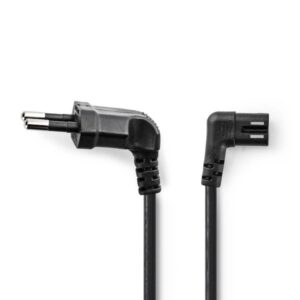 Netzkabel | Euro-Stecker abgewinkelt ? IEC-320-C7 links/rechts | 2,0 m | Schwarz