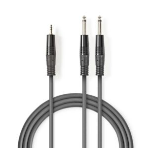 Stereo Audiokabel | 2x 6,35-mm-Stecker ? 3,5-mm-Stecker | 3,0 m | Grau