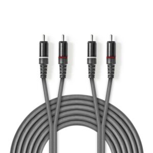 Stereo Audiokabel | 2x Cinch-Stecker ? 2x Cinch-Stecker | 5,0 m | Grau