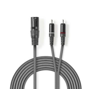XLR-Audiokabel | XLR-3-Pol-Stecker ? 2x Cinch-Stecker | 1,5 m | Grau