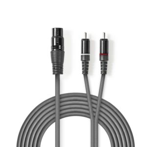 XLR-Audiokabel | XLR-3-Pol-Buchse ? 2x Cinch-Stecker | 3,0 m | Grau