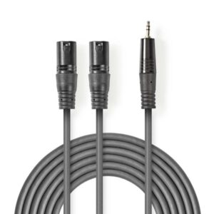 XLR-Audiokabel | 2x XLR-3-Pol-Stecker ? 3,5-mm-Stecker | 3,0 m | Grau