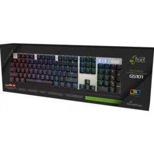 MediaRange Gaming Series kabelgebundene mechanische Gaming-Tastatur mit 104 Tasten und 14 Farbmodi, QWERTZ (DE/AT/CH), schwarz/silber