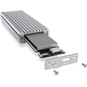 ICY BOX M.2 NVMe Adapter mit Gehäuse, USB 3.1 (Gen2, 10 Gbit/s), Kühlsystem, USB-C, USB-A, PCIe M-Key, Aluminium, Silber